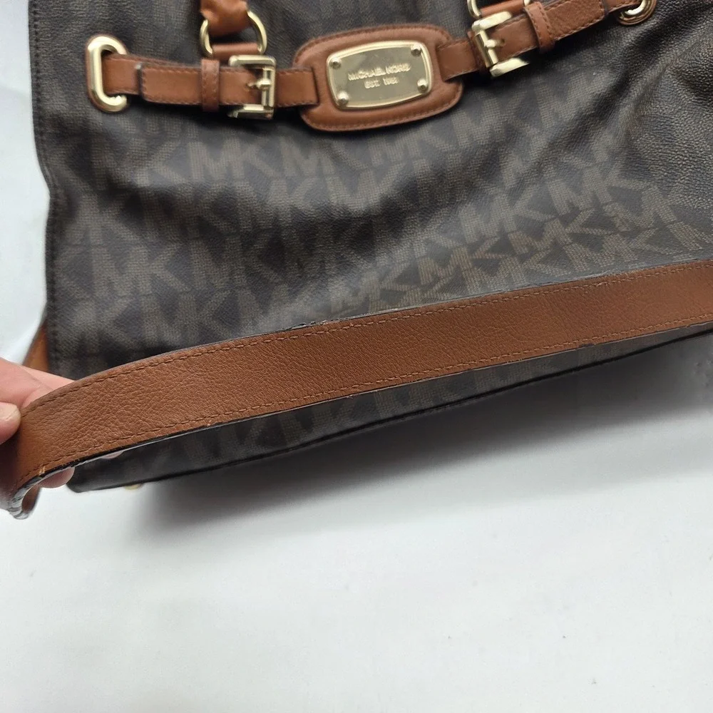 Michael Kors Hamilton Large Satchel Satchel/Top Handle Bag Logo Pattern Brown